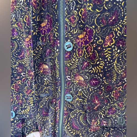 sahalie Jacket Floral Corduroy Boho Funnel Neck Paisley Retro Shacket Size Large - Picture 6 of 9